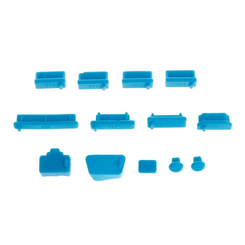 13PCS Anti-stof Pluggen Soft Silicone Data Port USB Protector Set Laptop Aansluitingen Stofdicht Cover Stopper Cover Notebook accessoires: Blue