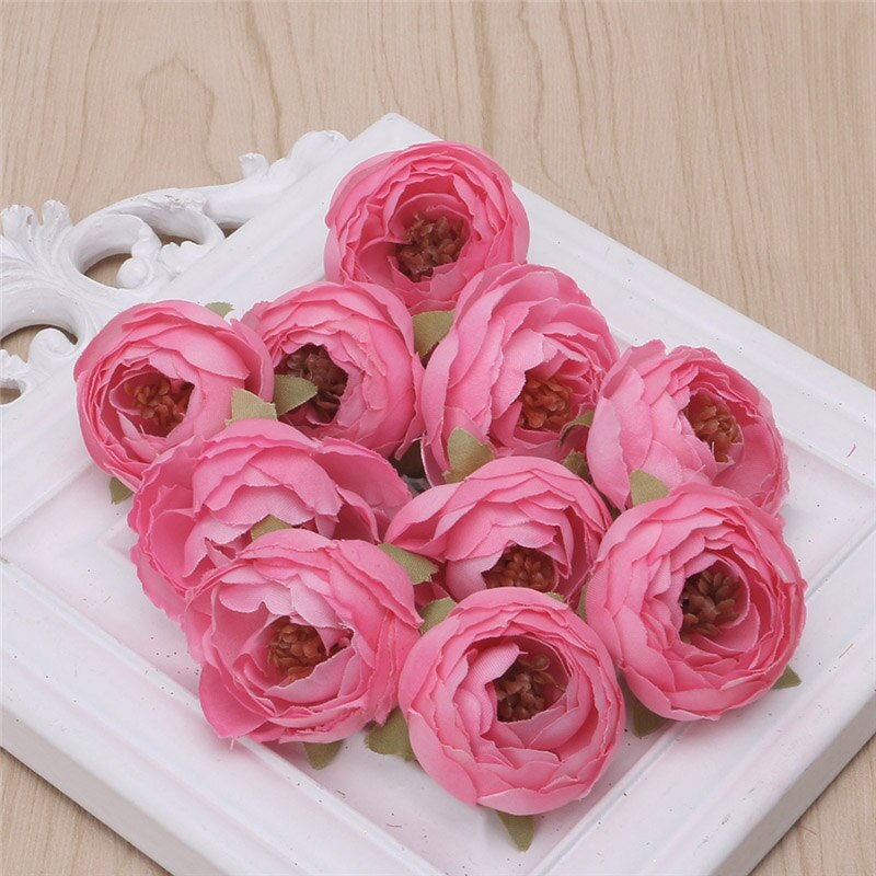 10 st siden blomma konstgjord blomma huvud konstgjord blomma bröllopsdekoration kransar bröllop bil dekoration vårdekoration: Rosa