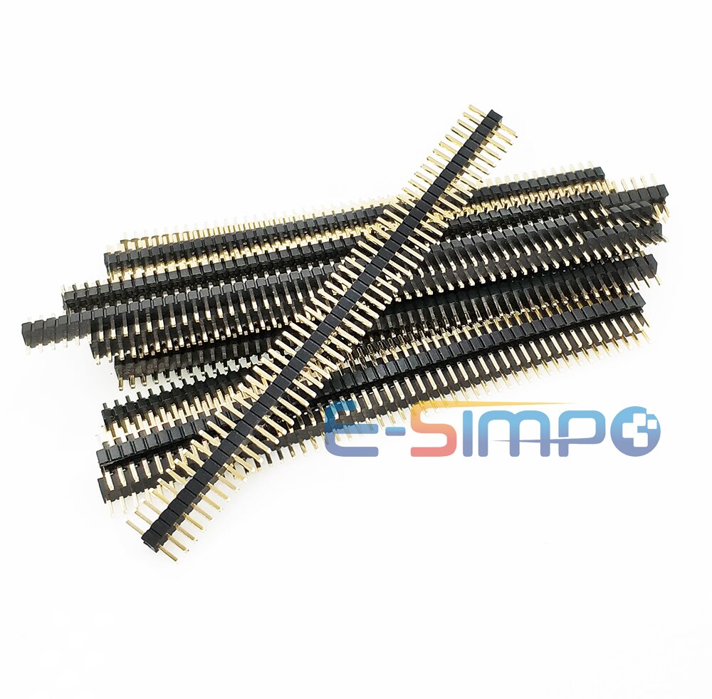 10pcs 1.27mm Single Row Pin Header 1x40p 1x50p Pitch 0.05"PCB Male Pin Header Strip Stackable Straight Singe Row L7.2 Gold-plate