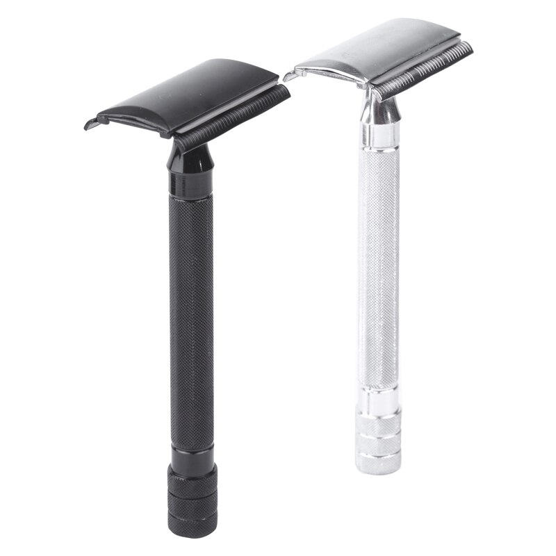 Double Edge Safety Razor Long Handle Classic Safety Razor Manual Shaver Holder