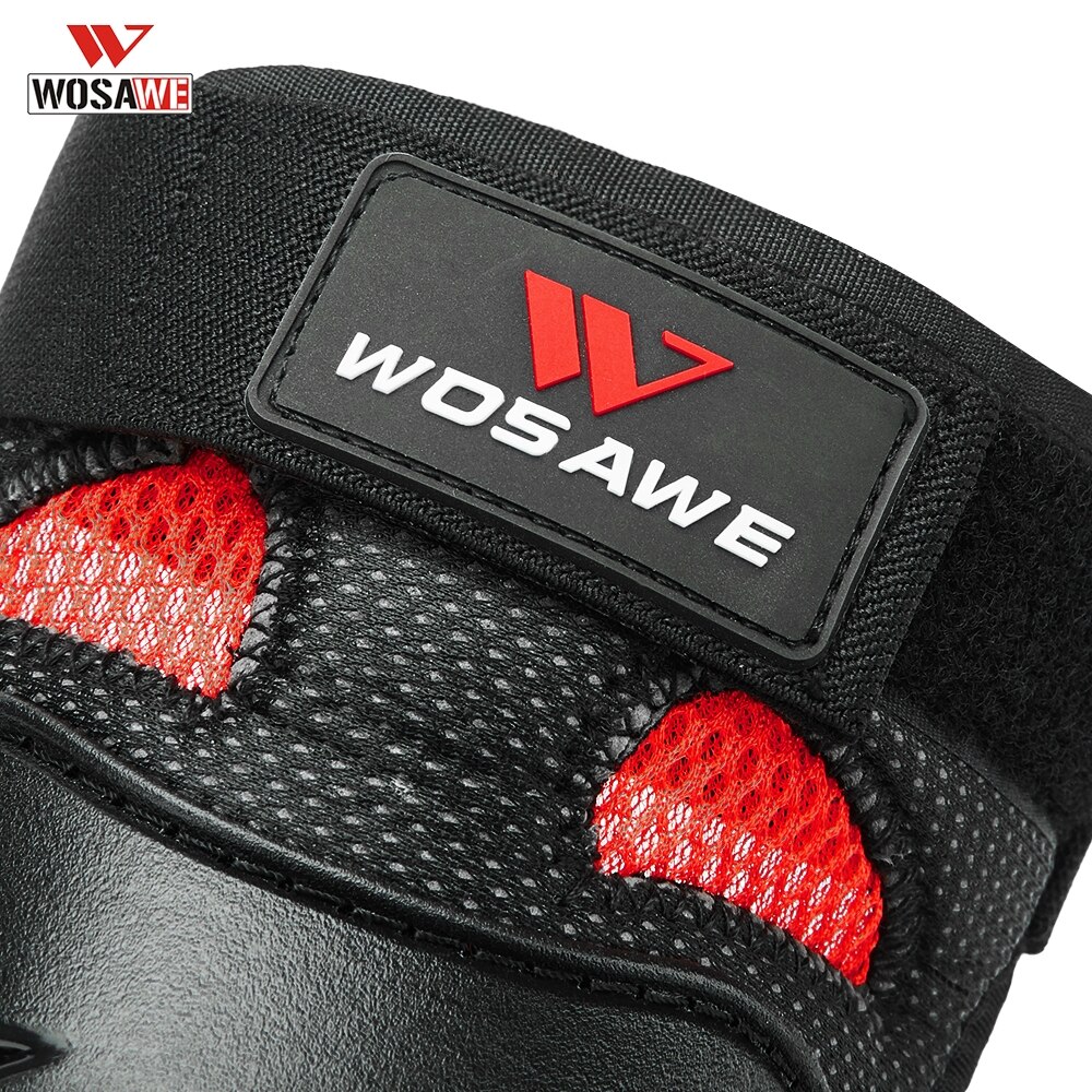 WOSAWE Knee Pads Elbow Pads Suit Black Red Motorcycle Protective Gear Thickening Protection Accessories Reflective Adjustable