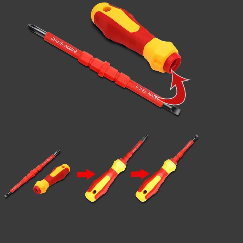 3-in-1 geïsoleerde schroevendraaierset PH1/PH2 multifunctionele schroevendraaier elektriciens kruisschroevendraaier bit gereedschapsset