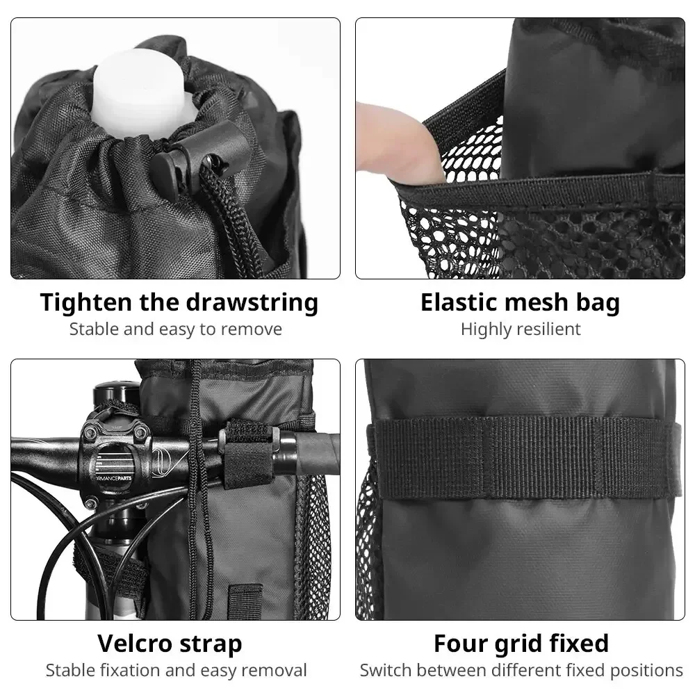 Fahrradtasche Fahrrad Flaschenhalter Lenker Vorbau Thermotasche mit Netztasche Kaffeetasse Halfter Radfahren Wasserflasche Tragetasche