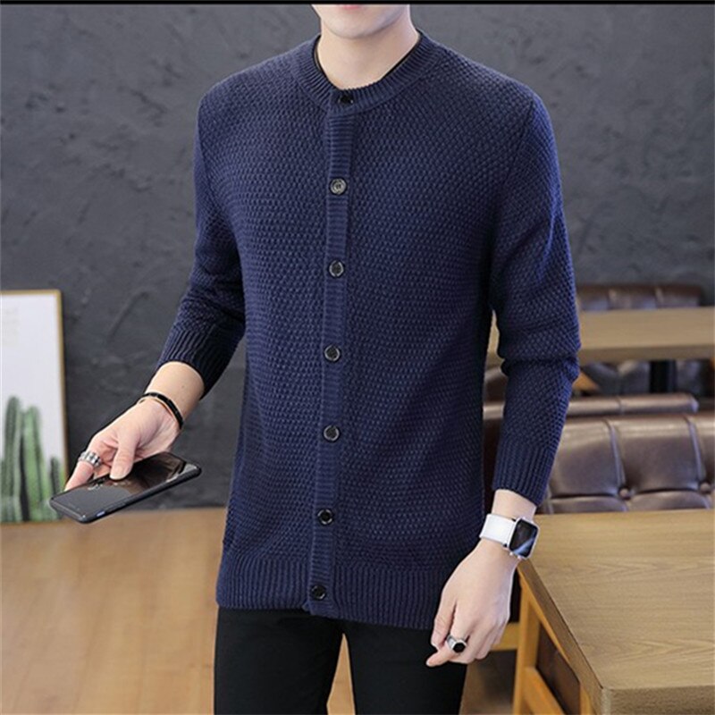 Märkeströja för herrkofta slim fit jumprar stickat varma höst koreansk stil fritidskläder casaco moletom