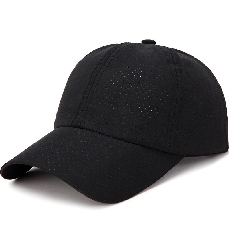 Vuxen unisex solhatt en storlek casual fast justerbar utomhusbomull enkel snabbtorkande hattar som andas, monterad keps baseballkeps: Svart