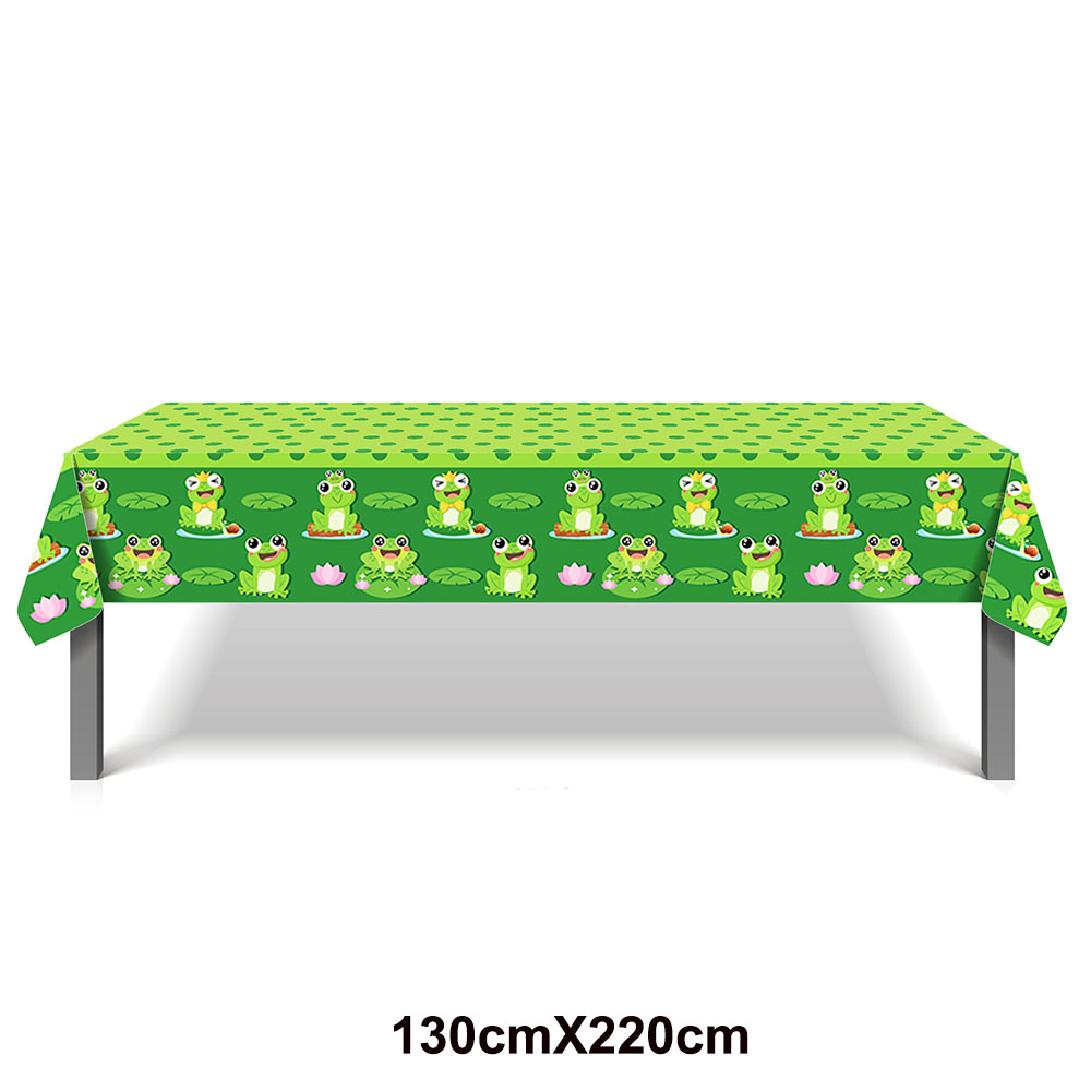 Frog Birthday Party Supplies Disposable Tableware Frog Plates Napkins Cups Latex Foil Balloon Frog Themed Birthday Party Supplie: army green