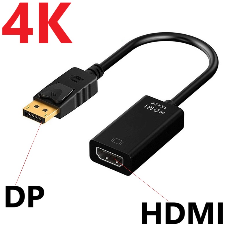 4K DP naar HDMI Adapter Converter Kabel Man-vrouw DisplayPort naar HDMI-compatibele video-audio-adapterkabel voor PC TV Laptop: Geel