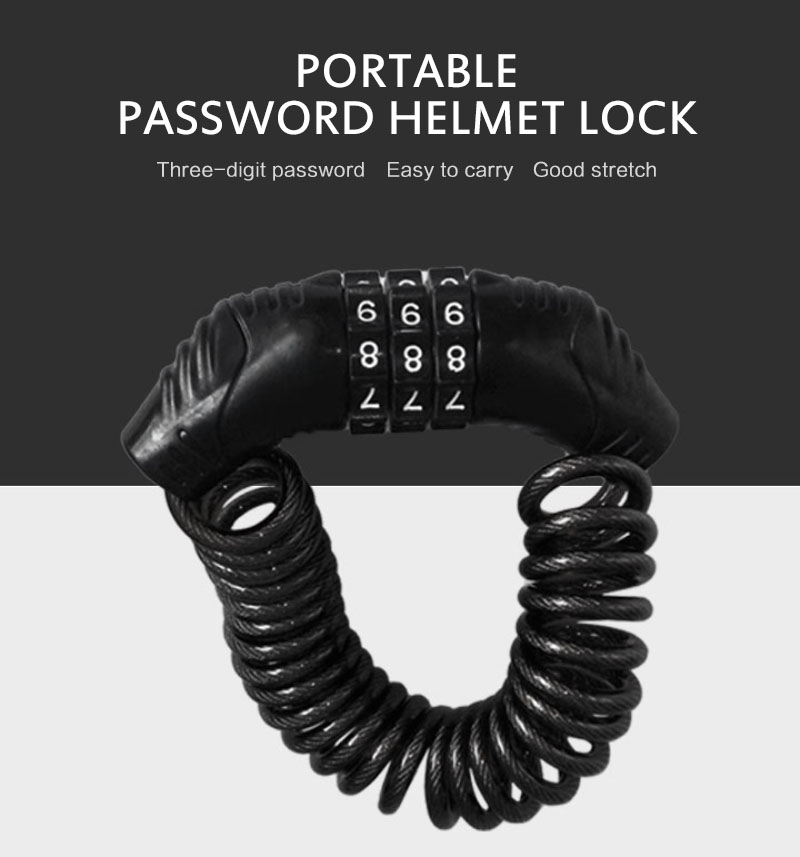Motorcycle Helmet Lock Cable Lock Thickened Steel Cable Tough Combination 3 Digit Password Helmet Saddle Wheels Luggage Lock