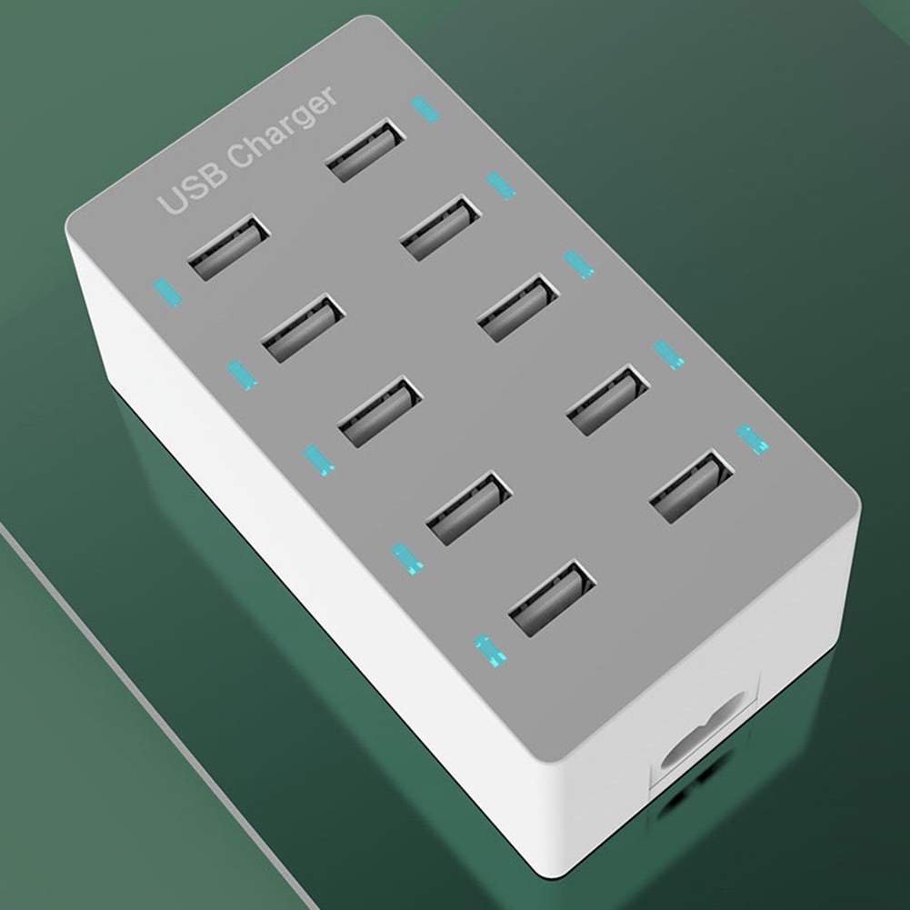 VKTECH 10Ports Universal Phone Charger Multi Port USB Charger 100W Desktop 10 Ports USB Charging Station for Mobile Phone Tablet