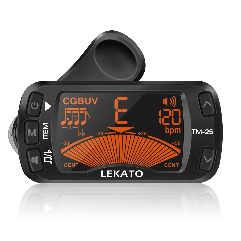 LEKATO Clip en afinador de guitarra metrónomo 3 en 1 afinador metrónomo eléctrico ukelele sintonizador para instrumento Musical