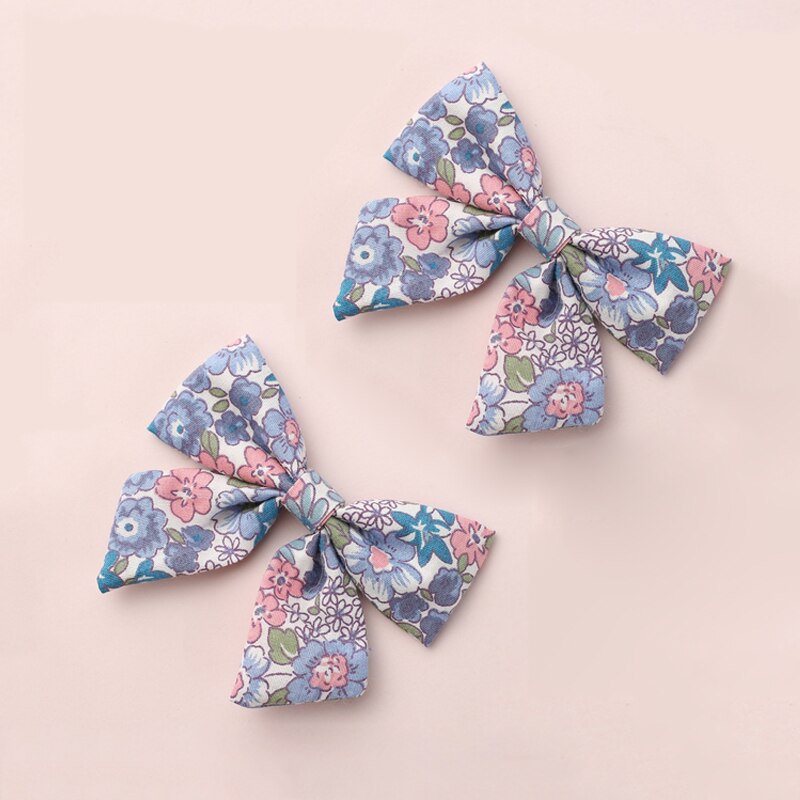 Pinzas para el pelo con estampado Floral para niña, pasador de pelo para niña, pasador de algodón Liberty, accesorios para el cabello de verano, 2 unids/set por juego: 3