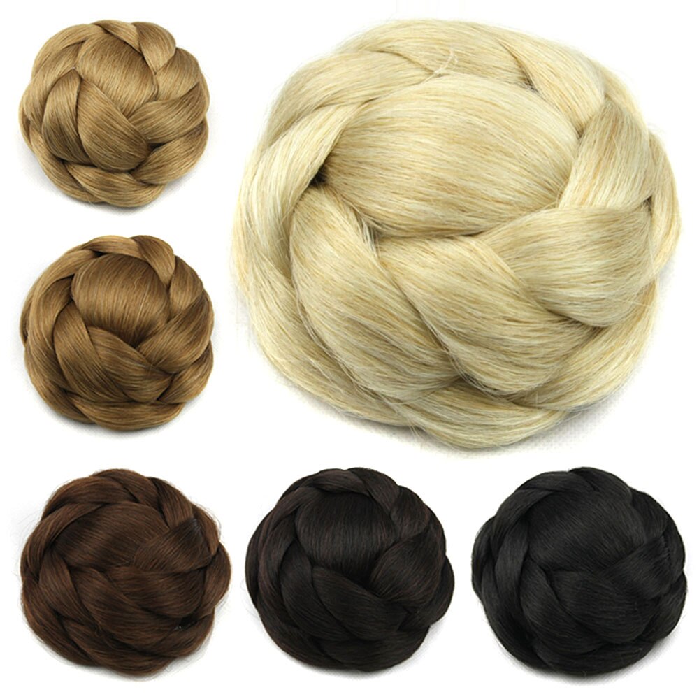 Soowee 6 väriä korkean lämpötilan kuitu synteettiset hiukset asusteet punottu chignon hius nuttura donitsi kampaus päähineet