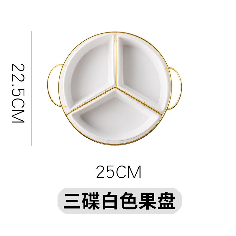 Northern European-Style Ceramic Fruit Dish Dried Fruit Box Hard Fruit Dish Seperated Platter Household Snack Dish Snack Plate: Sky Blue