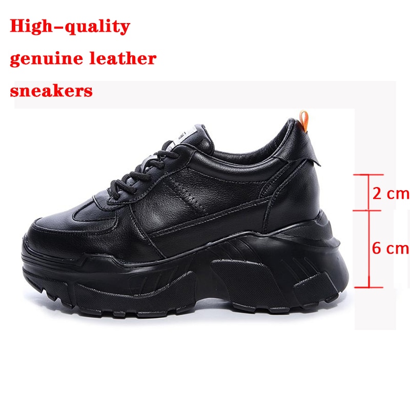 Women's spring Korean casual wild thick-soled running shoes leather women sneakers women ZZ-228