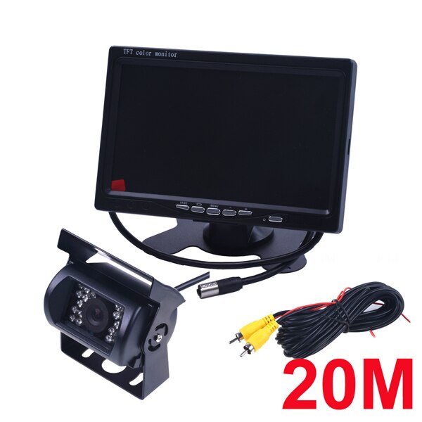 DC 12-24V Bus Truck Parking Camera Monitor Assistance System HD 7 Inch Car Monitors With Rear View Camera RCA Video Cable: 20M
