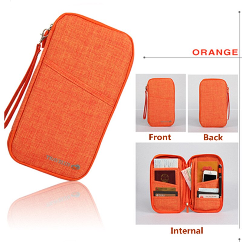 Reizen Reis Document Organizer Portemonnee Paspoort ID Kaarthouder Ticket Credit Card Bag Case: Orange