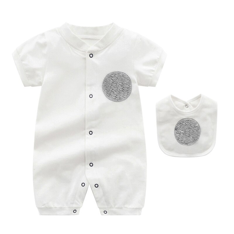 été enfant en bas âge bébé fille vêtements unisexe coton à manches courtes mince section o-cou -né bébé garçon pyjama barboteuse