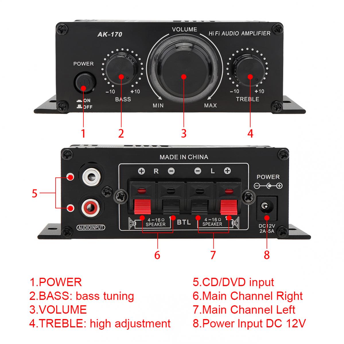 Auto Stereo Audio High Power Versterker Audio Karaoke Home Theater Versterker 2 Kanaals Klasse D Versterker Usb/Sd