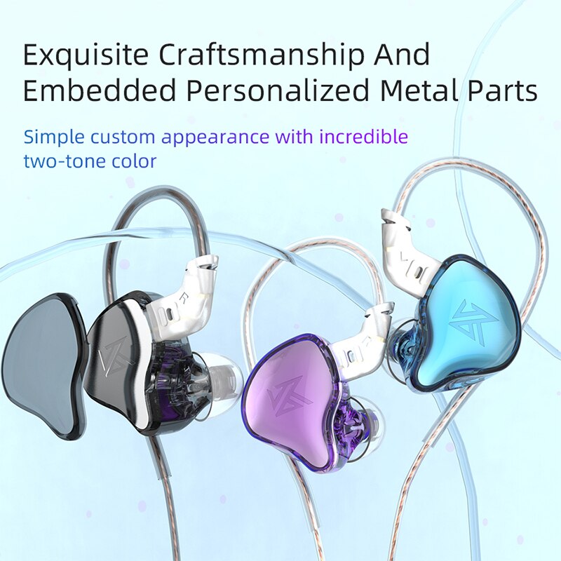 KZ EDC EDCX Wired Headset Hanging In Ear Earbuds Headphones With Microphone Game Sport Monitor Noice Cancelling Earphones