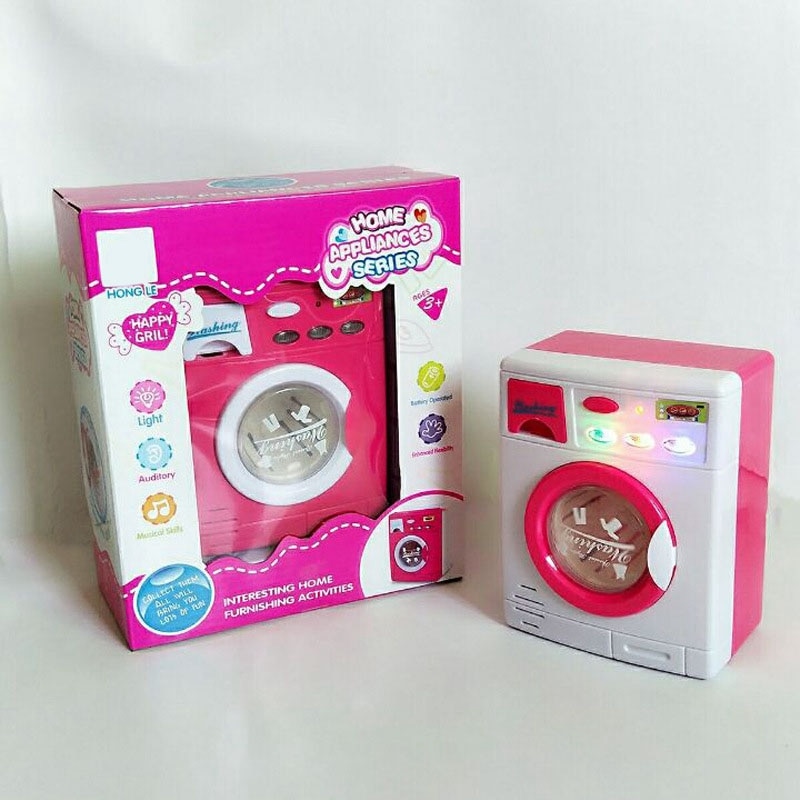 Mini Home Toy Washing Machine Light Sound Auto Drain Rotating Drum