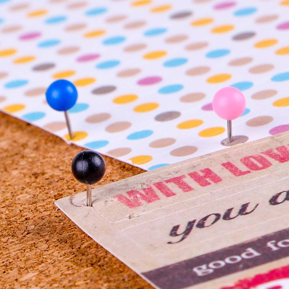 500 Map Tacks Push Pins Plastic Head With Steel Point Board Flag Desk Thumb Tacks Drawing