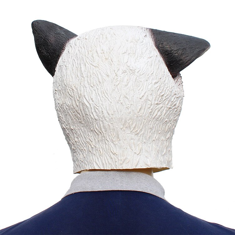 Unhappy Cat Mask Halloween Fancy Dress Cat Panther Latex Costume Full Face Mask Masquerade Props