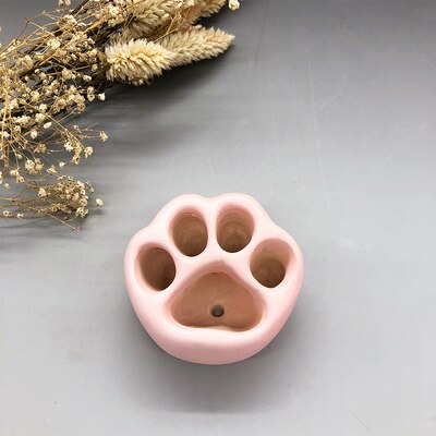 Lovely Multicolor Cat Paw Cement Flower Pot Mini Succulent Plant Container Desktop Home Ornament Garden Planter Small: J
