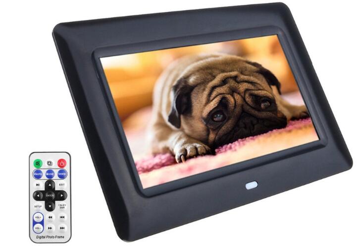 7 zoll TFT LCD Digital Foto Filme Rahmen weit Bildschirm Schreibtisch Mit LED Licht Blitz MP3 MP4 Spieler Wecker: Schwarz / AU Stecker