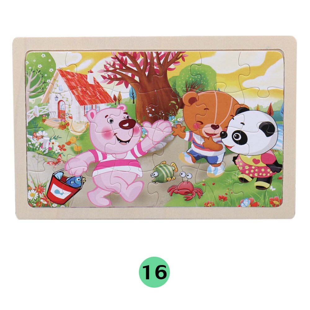 24Pieces Puzzles Wooden Jigsaw Puzzle for Kids Animals Cartoon Educational Toys for Children Christmas Wood Toy Games: 16