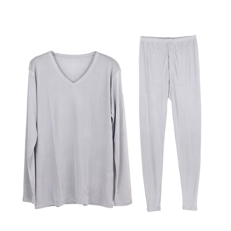 Silk Men Long Johns Elastic V Neck Underwear Sets Antibacterial Breathable Comfortable Autumn Suits
