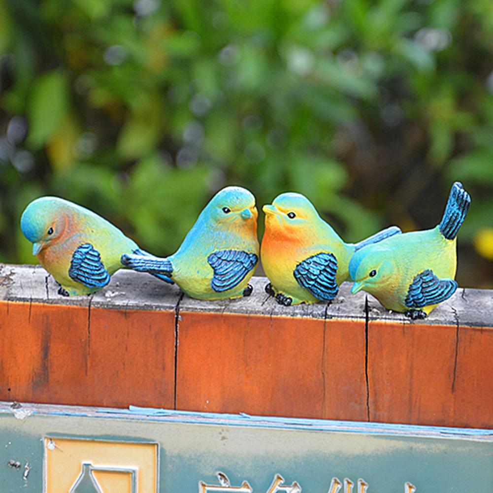 4 sztuk symulacji żywicy ptaki figurki mini ptaki ozdoba dla dekoracja robić przydomowego ogrodu