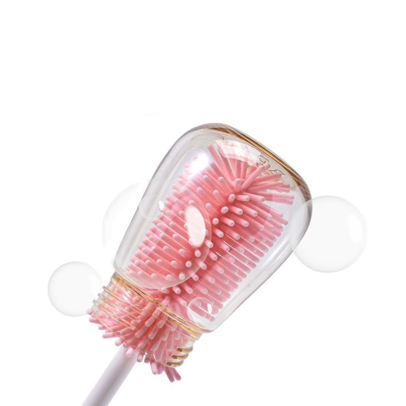 Silicone Bottle Cleaner Brush Baby Nipple Brush Bottle Brush Combination 360-degree Rotary Washing Bottle Brush Cleaning Brush