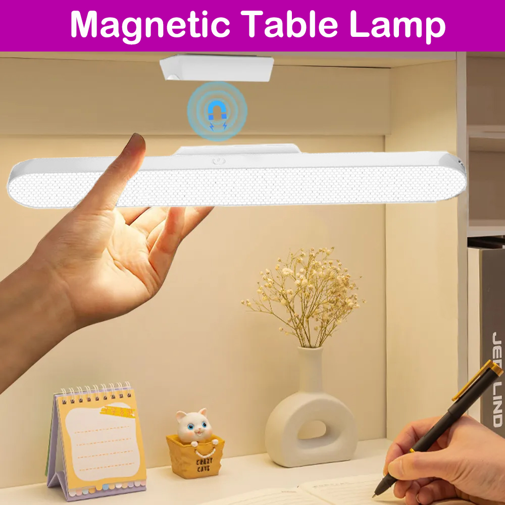 Lampada da tavolo a LED touch Lampada da scrivania magnetica Protezione per gli occhi Dimmerabile continuo per armadietto Appeso Comodino ricaricabile USB magnetico