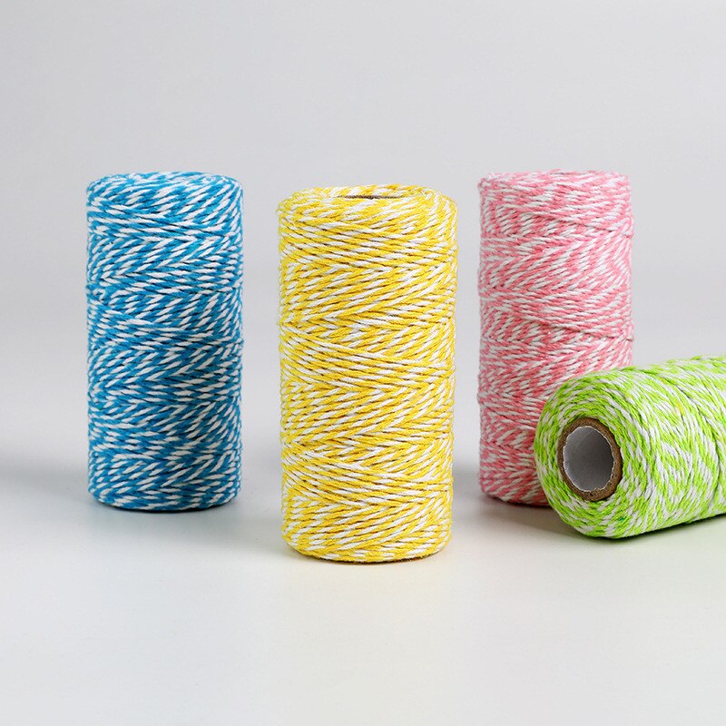 Cuerda de algodón de doble color para manualidades, Material de embalaje hecho a mano, hilo de algodón blanco y negro decorativo, cordón de costura trenzado de 2mm, 100m
