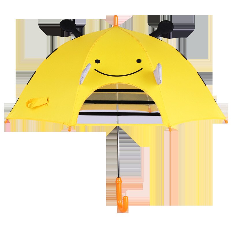 Bonita sombrilla de dibujos animados para niños de Yessello, paraguas 3D de mano larga con de orejas para niños, impermeable: Bee