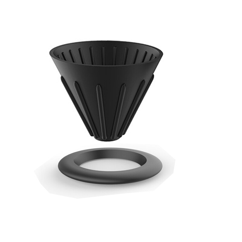 Regnbue sukker farve  v60 kaffe dryp filter kop barista silica vendbar foldbar udendørs 1-2 personer kaffe drypper filter kop: Sort