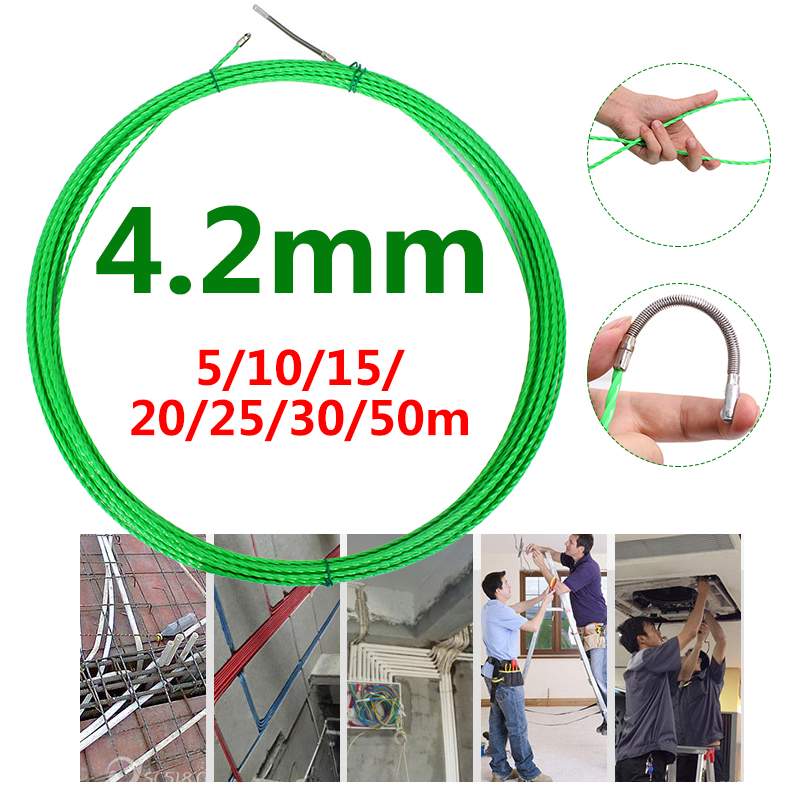 5/10/15/20/25/30/50m 4mm Cable Puller Fiberglass Electric Cable Wire Puller Electrical Tape Wire Cable Guide Device Aid Tool