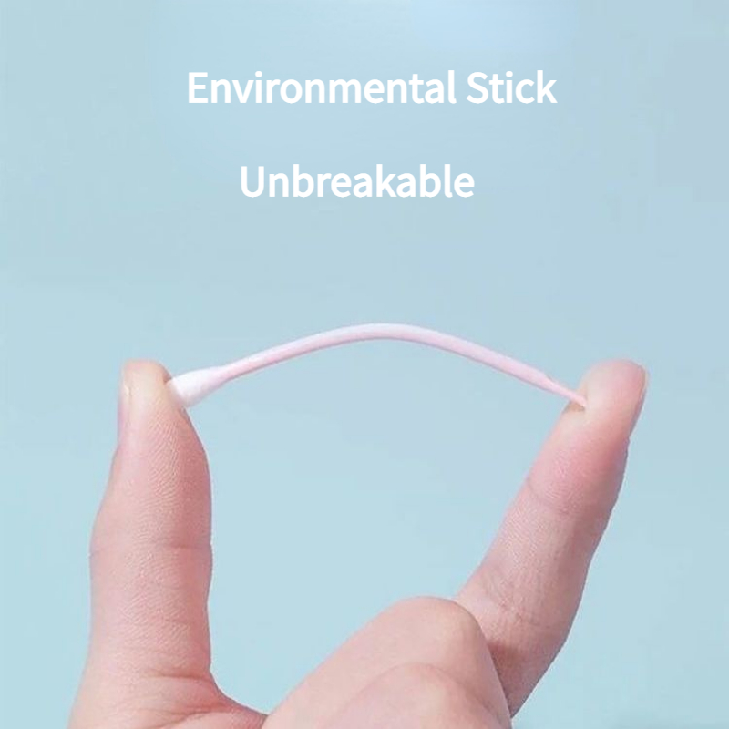 100Pcs 2 In 1 Cotton Swabs with Ear Spoons Plastic Curette Ear Pick Cleaner Ear Cleaner Spoon Portable Makeup Nail Art Sticks