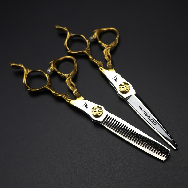 Nepurlson Professionele Kapper Kappersschaar Set voor Kapsalon 6 Inch Knipschaar Kapper Nagelschaar: Rood