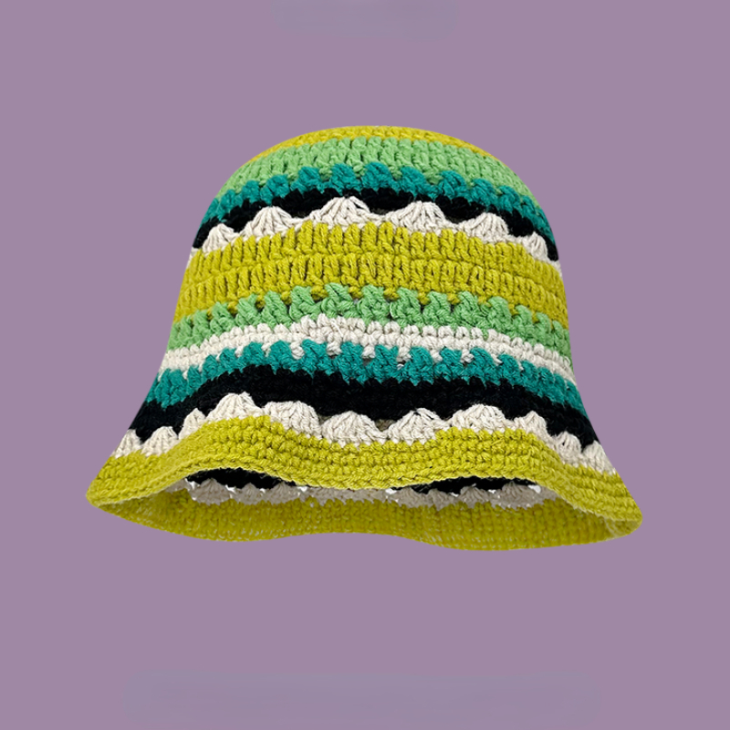 Autumn Crochet Korean Handmade Bucket Hat Women Weaving Knitted Hat Y2k Flowers Autumn Winter Beanies Basin Cap