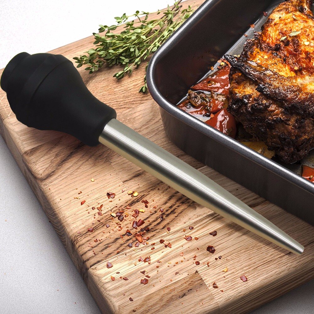 Edelstahl Huhn Türkei Baster Fleisch Spritze Marinade Injektor Einschließlich Nadel Und extra Pinsel BBQ Küche Assessoies