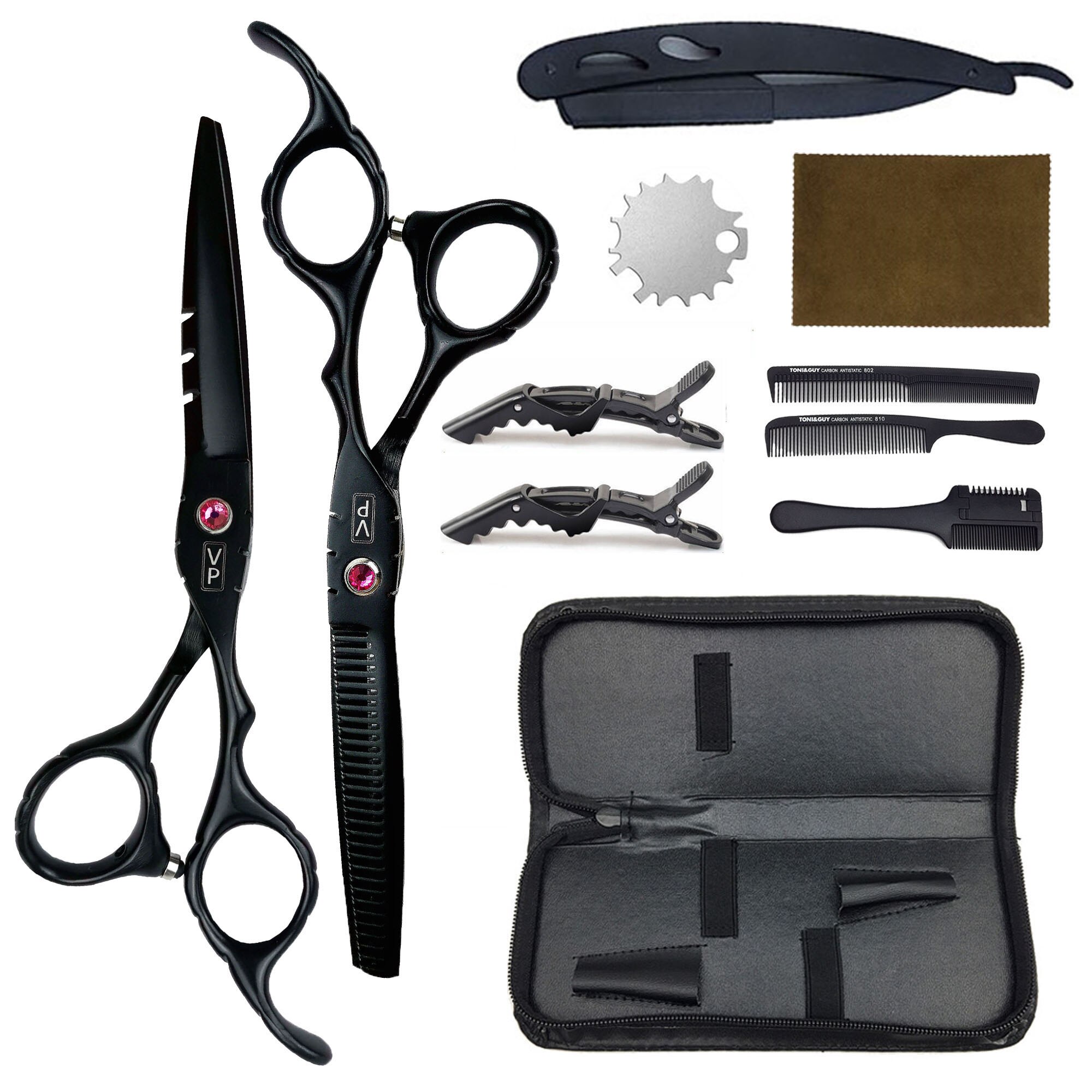 Kappers Schaar Professionele Kappers Schaar Set 6 Inch Kappersscharen Japan 440C Kappers Schaar: Hairdressing set 19