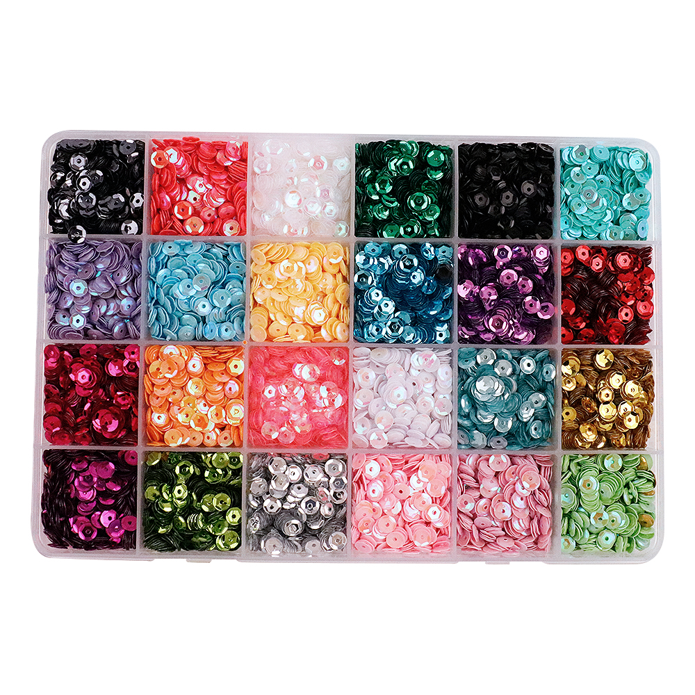 24 kleuren heldere pailletten ronde plaksteen confetti pailetten naaien trouwjurk doe-het-zelf ambachten accessoires: Multi-Colored