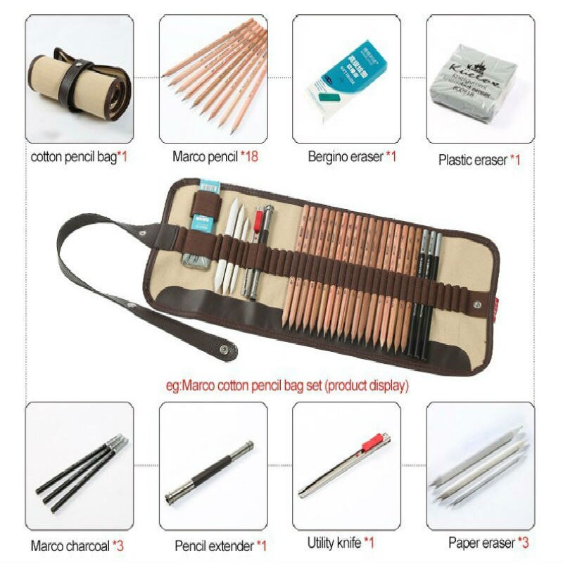 thumbnail image 2 of ANXINGO 29-Piece Drawing Pencil & Charcoal Set – Includes Professional Sketch Bag 2 of 13