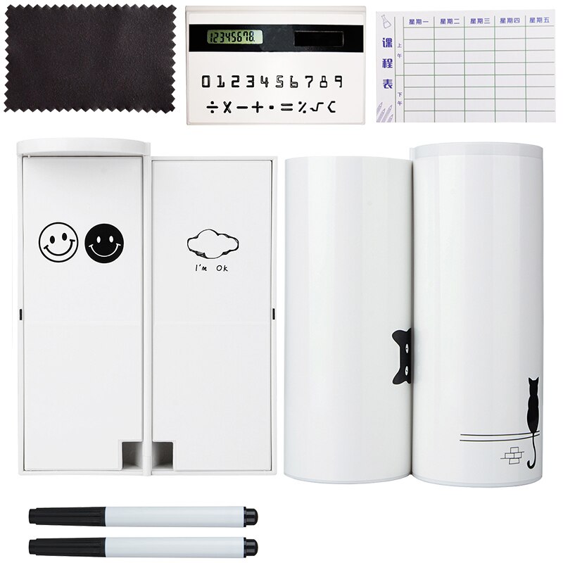 NBX NewmeBox Multifunctional Pencil Box Large Capacity Pencil Cases pen box with Mirror Calculator for office School Stationery: Black Cat