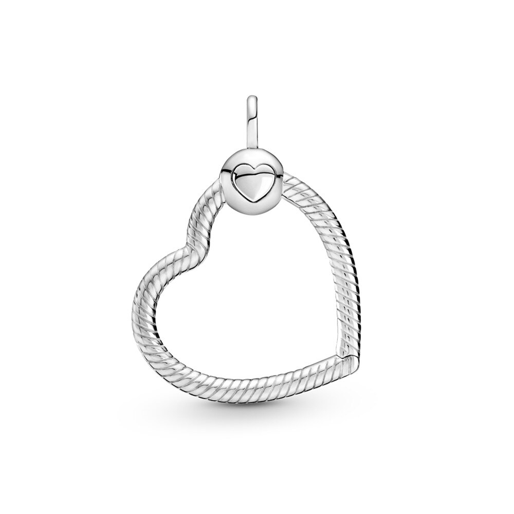 Bague à breloques en argent 925 pour femmes, bijou en forme de cœur, rond, original, bricolage, collier de perles,: PAN007