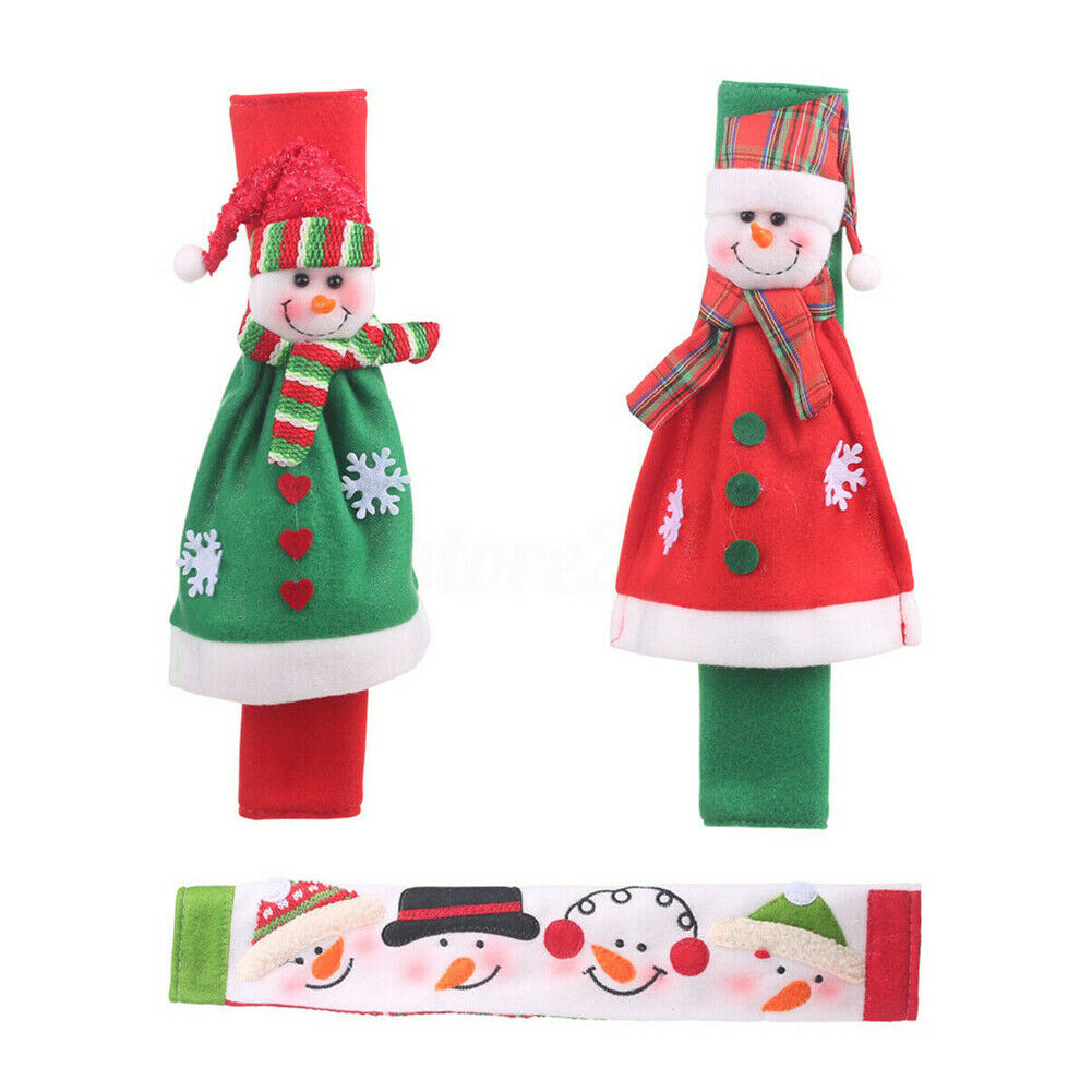 US Refrigerator Door Handle Covers Kitchen Appliance Protector Christmas Decor: 3PCS