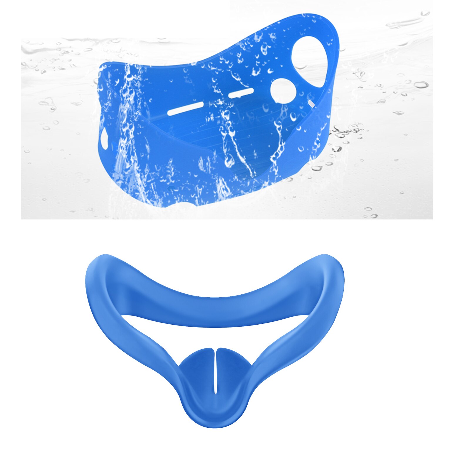 Capa de silicone anti-arranhões 2 em 1, proteção completa para o corpo, com estojo + protetor facial para oculus quest 2 vr: Blue 2in1