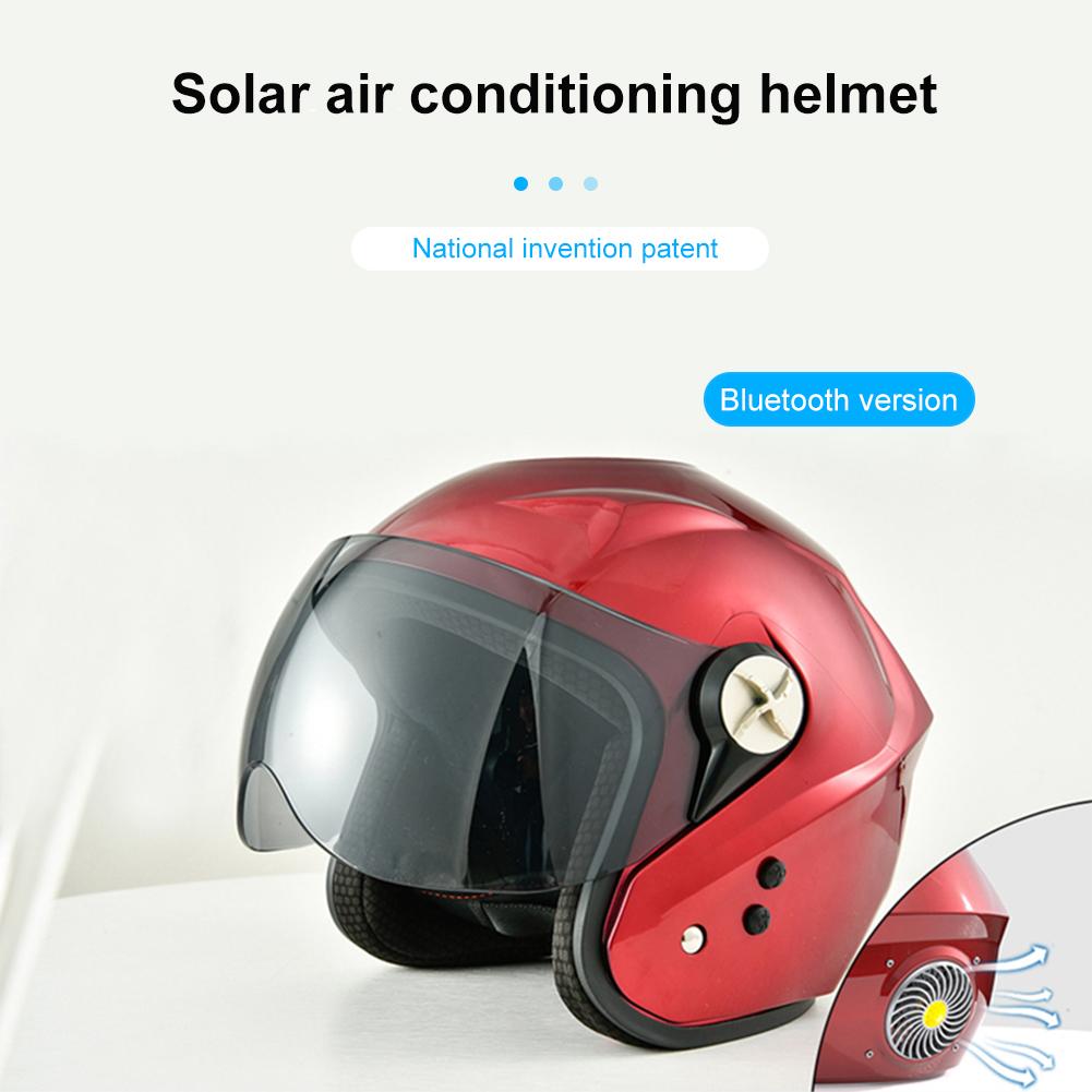 Casco de motocicleta con ventilador de refrigeración de verano, cómodo casco de moto con energía Solar, Bluetooth, inteligente