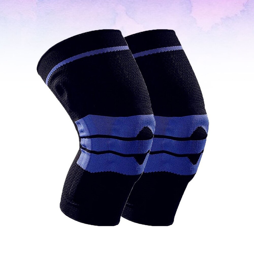 2Stck Fitness Laufen Radfahren Knie Unterstützung Hosenträger Elastischen Nylon Sport Knie Pad Hülse (Verstärkt Typ, größe M, Bla